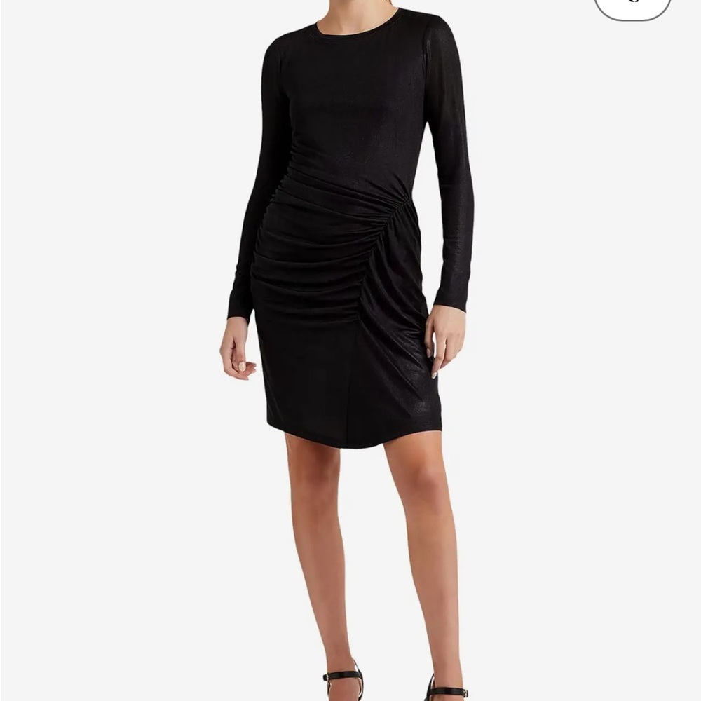 Laren Ralph Lauren black dress metallic long sleeve NWT